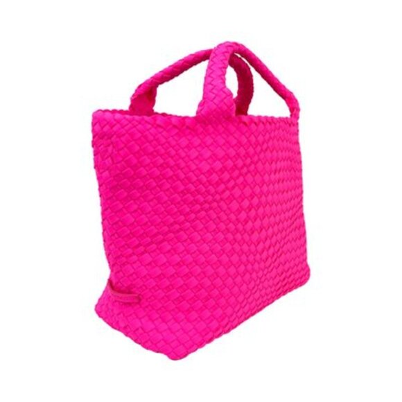 Ahdorned Lily Woven Neoprene Tote Crossbody with Pouch - Neon Pink - NWT - Picture 4 of 10